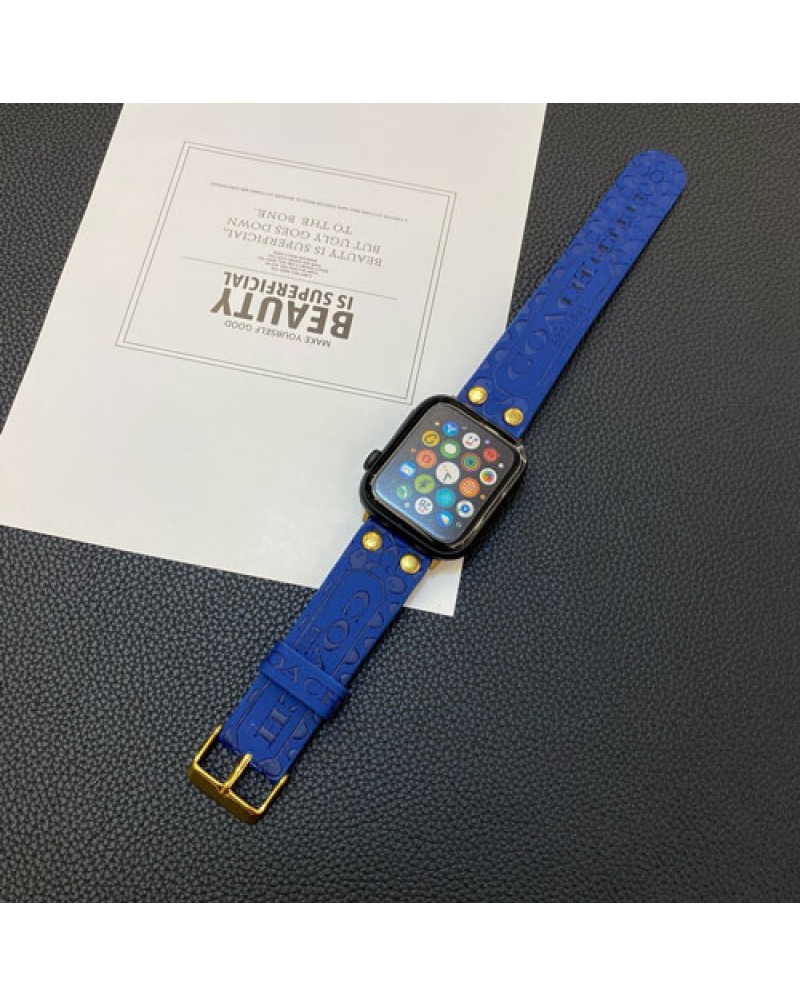 コーチ Apple watch 9バンドハイブランド iwatch 8代ベルトレザー製押す型ロゴアップルウォッチバンドCOACH iwatch 7代バンド高級感apple watch 6/5/4/3/2代ベルト