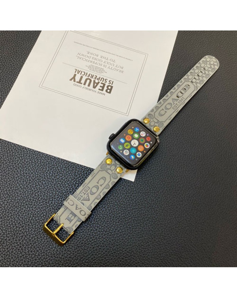 コーチ Apple watch 9バンドハイブランド iwatch 8代ベルトレザー製押す型ロゴアップルウォッチバンドCOACH iwatch 7代バンド高級感apple watch 6/5/4/3/2代ベルト