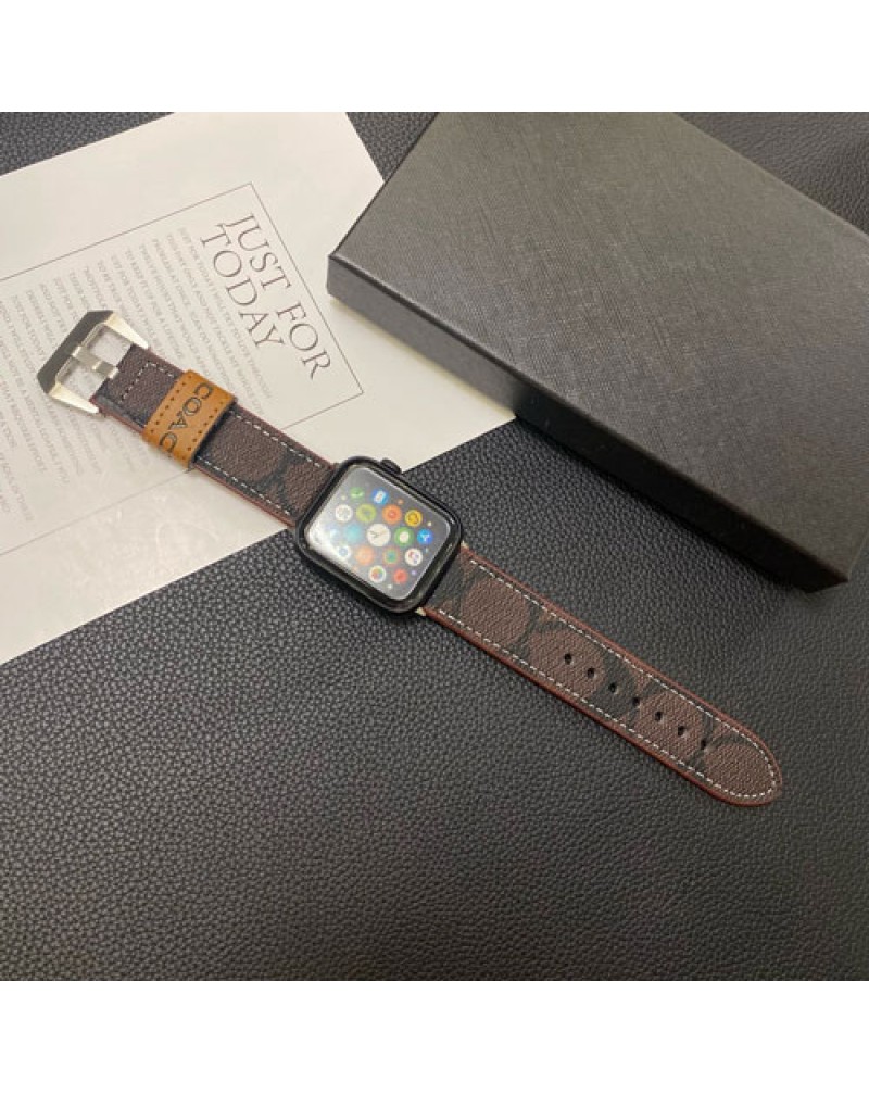 コーチ Apple watch 9代バンドハイブランドiwatch 8替えベルト欧米風アップルウォッチバンドcoach iwatch 7 6 SE2 SE 5代バンドレザー製耐摩擦男女兼用腕時計バンド