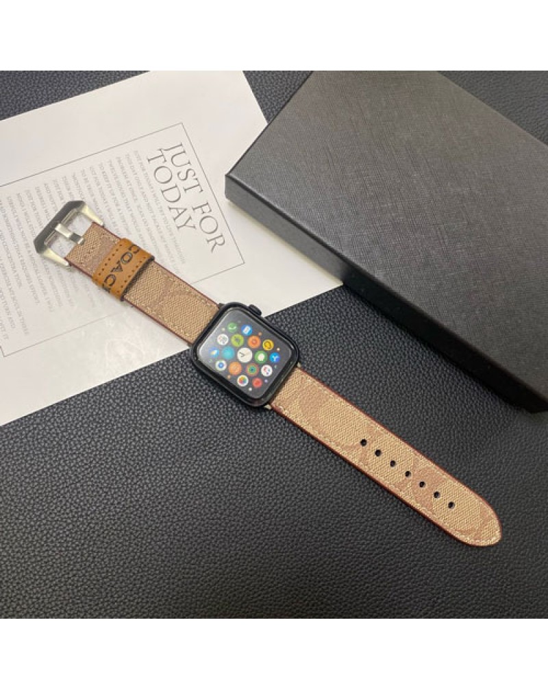 コーチ Apple watch 9代バンドハイブランドiwatch 8替えベルト欧米風アップルウォッチバンドcoach iwatch 7 6 SE2 SE 5代バンドレザー製耐摩擦男女兼用腕時計バンド