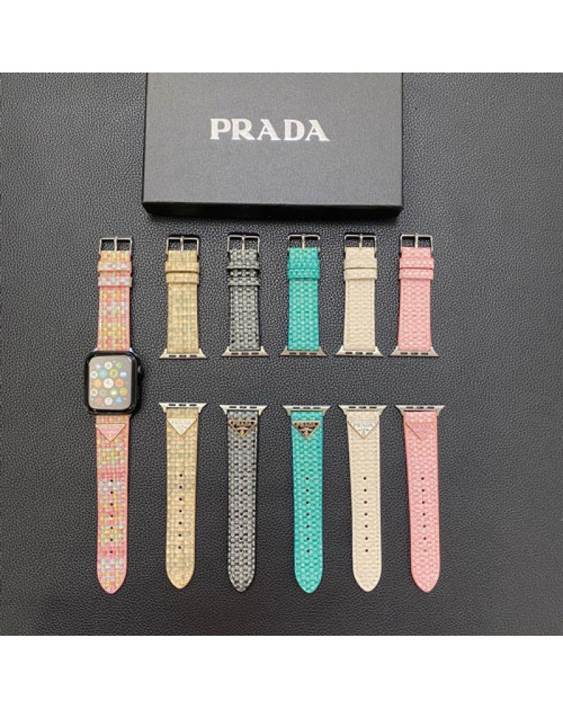 プラダ Apple watch9バンドハイブランドiwatch 8バンド編み設計アップルウォッチバンドPRADA iwatch 7バンド apple watch 6 5 4 3替えバンドファッション感お洒落