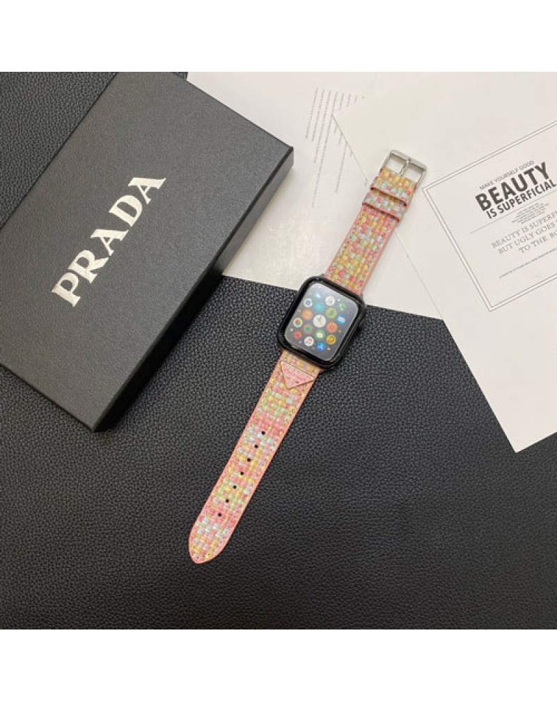 プラダ Apple watch9バンドハイブランドiwatch 8バンド編み設計アップルウォッチバンドPRADA iwatch 7バンド apple watch 6 5 4 3替えバンドファッション感お洒落