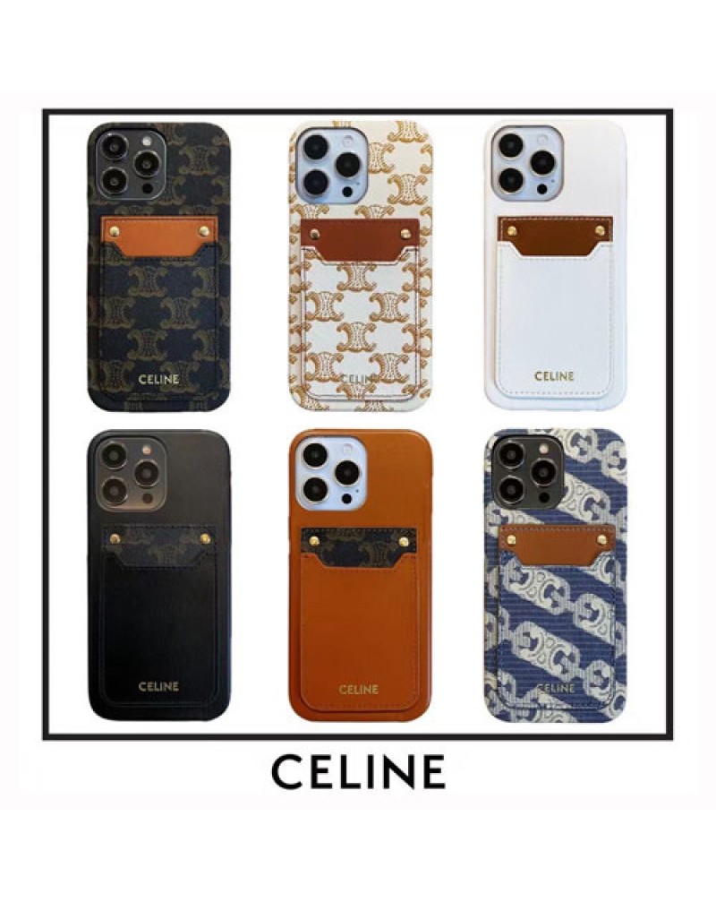 セリーヌ iphone15 pro maxケースカード収納アイフォン15プロケース celine iphone14 proケース経典ファッションiphone13 pro携帯ケースiphone12 pro保護カバー男女兼用