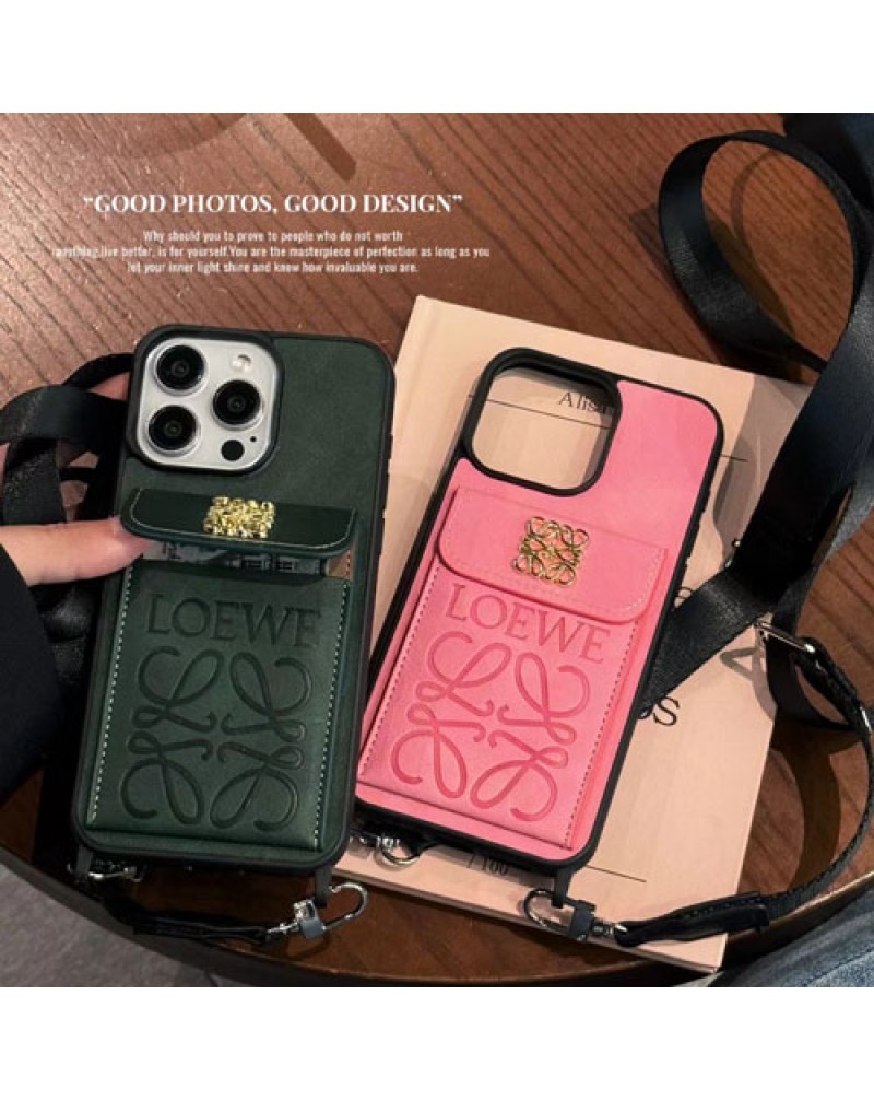 ロエベ iphone16 pro max/15 pro maxケースショルダーiphone15プロマックスケースカード入れLOEWE iphone14 proケースブランド iphone13 proケースアイフォン12プロケースオシャレ大人気