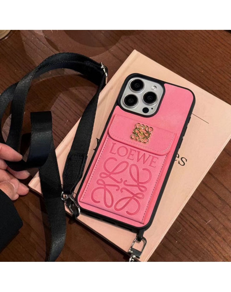 ロエベ iphone16 pro max/15 pro maxケースショルダーiphone15プロマックスケースカード入れLOEWE iphone14 proケースブランド iphone13 proケースアイフォン12プロケースオシャレ大人気