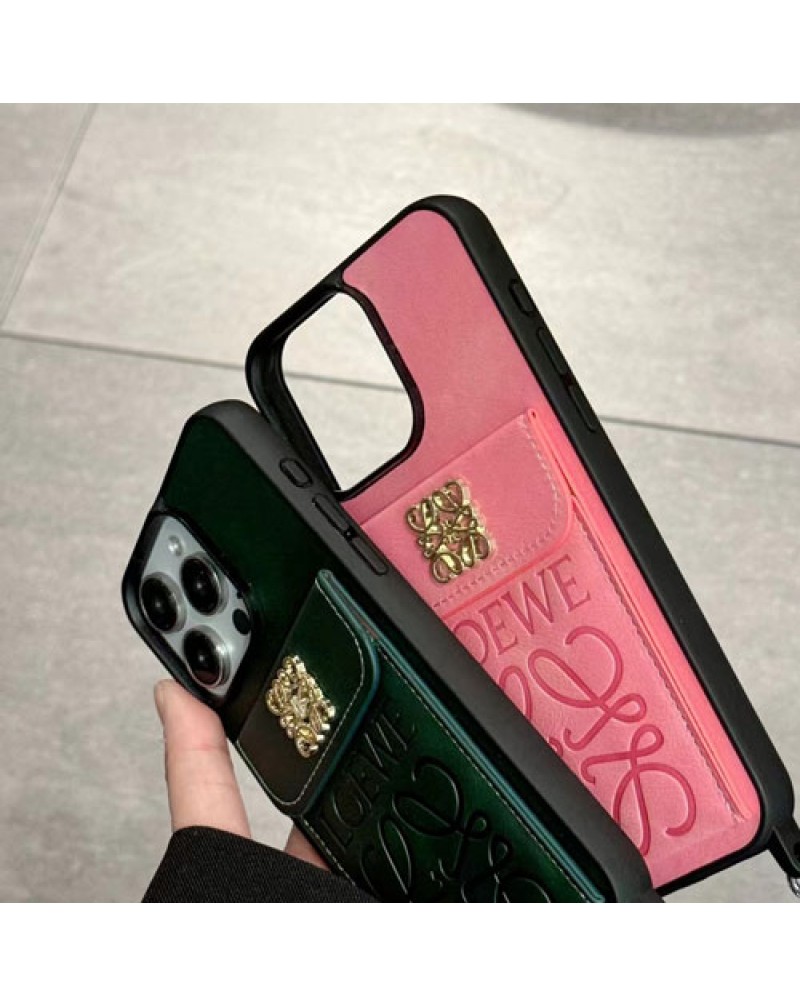 ロエベ iphone16 pro max/15 pro maxケースショルダーiphone15プロマックスケースカード入れLOEWE iphone14 proケースブランド iphone13 proケースアイフォン12プロケースオシャレ大人気