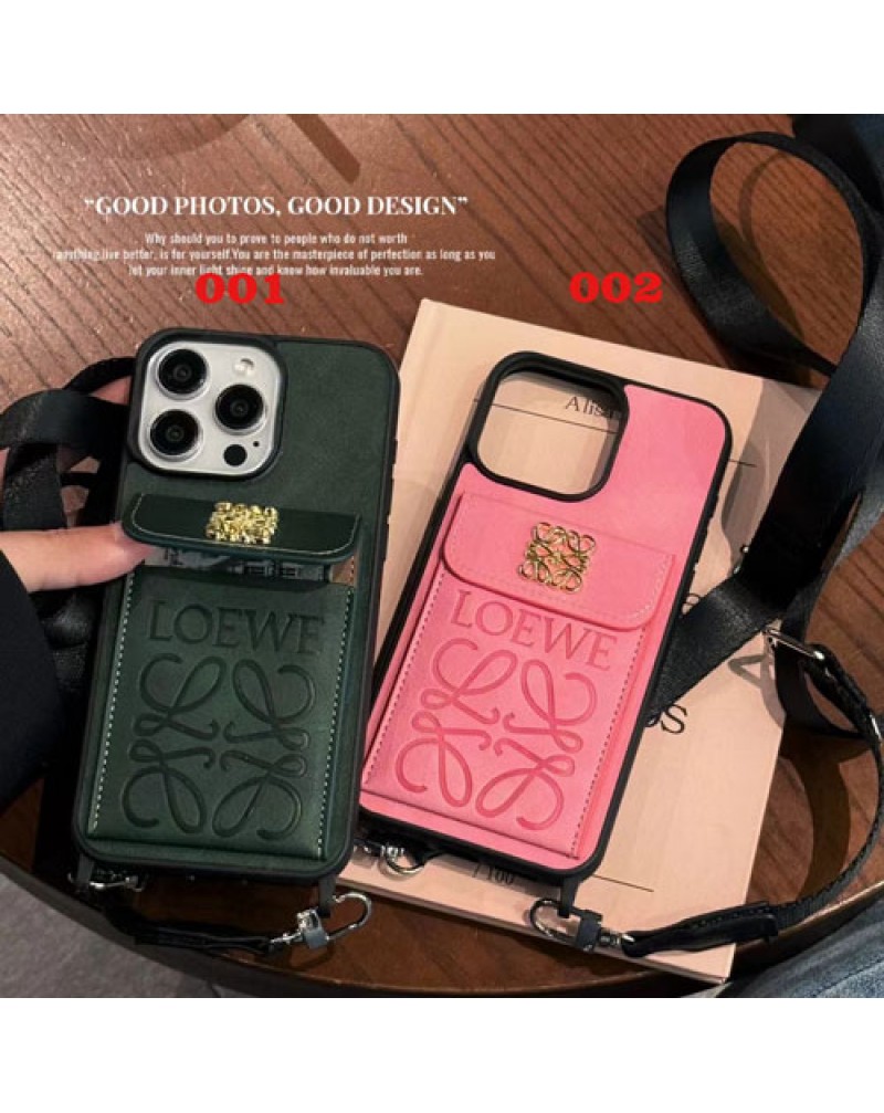 ロエベ iphone16 pro max/15 pro maxケースショルダーiphone15プロマックスケースカード入れLOEWE iphone14 proケースブランド iphone13 proケースアイフォン12プロケースオシャレ大人気