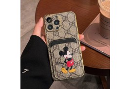 ディズニーコラボグッチ iPhone15proケースカード収納 Galaxy s24 s23 Ultraケースルイヴィトン Airpods pro2ケース高級オシャレ