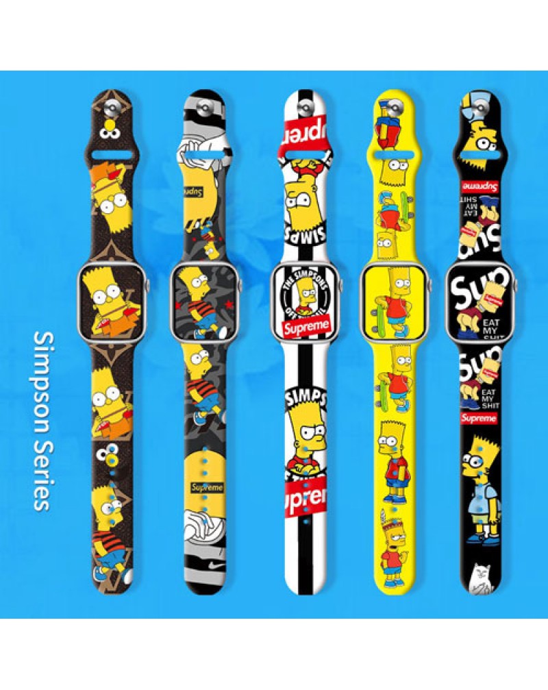 シンプソン apple watch 9バンド個性アップルウォッチバンドハイブランドiwatch 8/7/6バンド時計ベルトSIMPSON iwatch 5/4/3/2代ベルトシリコンパロディ風潮流面白い耐摩擦