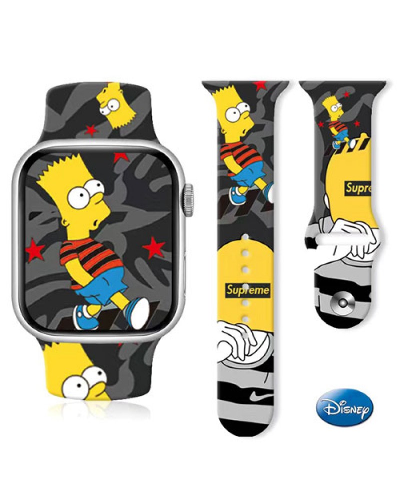 シンプソン apple watch 9バンド個性アップルウォッチバンドハイブランドiwatch 8/7/6バンド時計ベルトSIMPSON iwatch 5/4/3/2代ベルトシリコンパロディ風潮流面白い耐摩擦