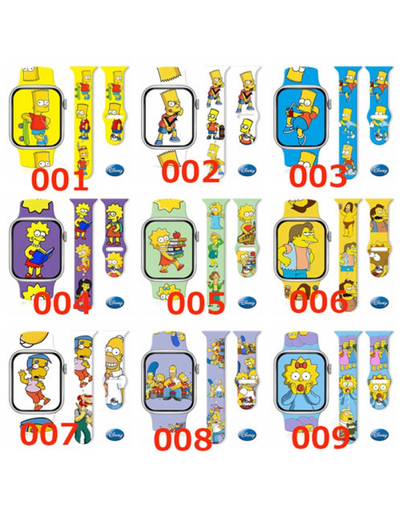 シンプソン apple watch 9バンド個性アップルウォッチバンドハイブランドiwatch 8/7/6バンド時計ベルトSIMPSON iwatch 5/4/3/2代ベルトシリコンパロディ風潮流面白い耐摩擦