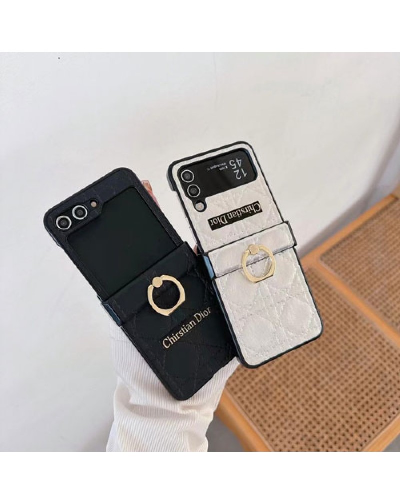 ディオール Galaxy Z flip6/z flip5ケース折畳みブランド galaxy z flip4スマホケースリング付き ギャラクシーz flip3保護ケース高級オシャレレザー製高品質耐摩擦
