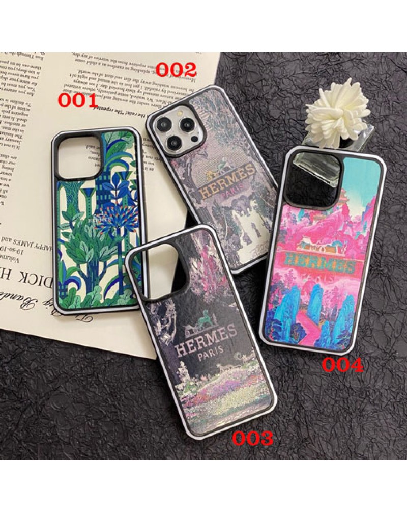 エルメス iphone16 pro maxケースGalaxy s25/s24 ultraケース高級ギャラクシーs23/s22ウルトラケースブランドアイホン15プロマックスケース自然風花柄hermes iphone14 proケースオシャレiphone13 pro/12 proスマホケース保護性耐摩擦