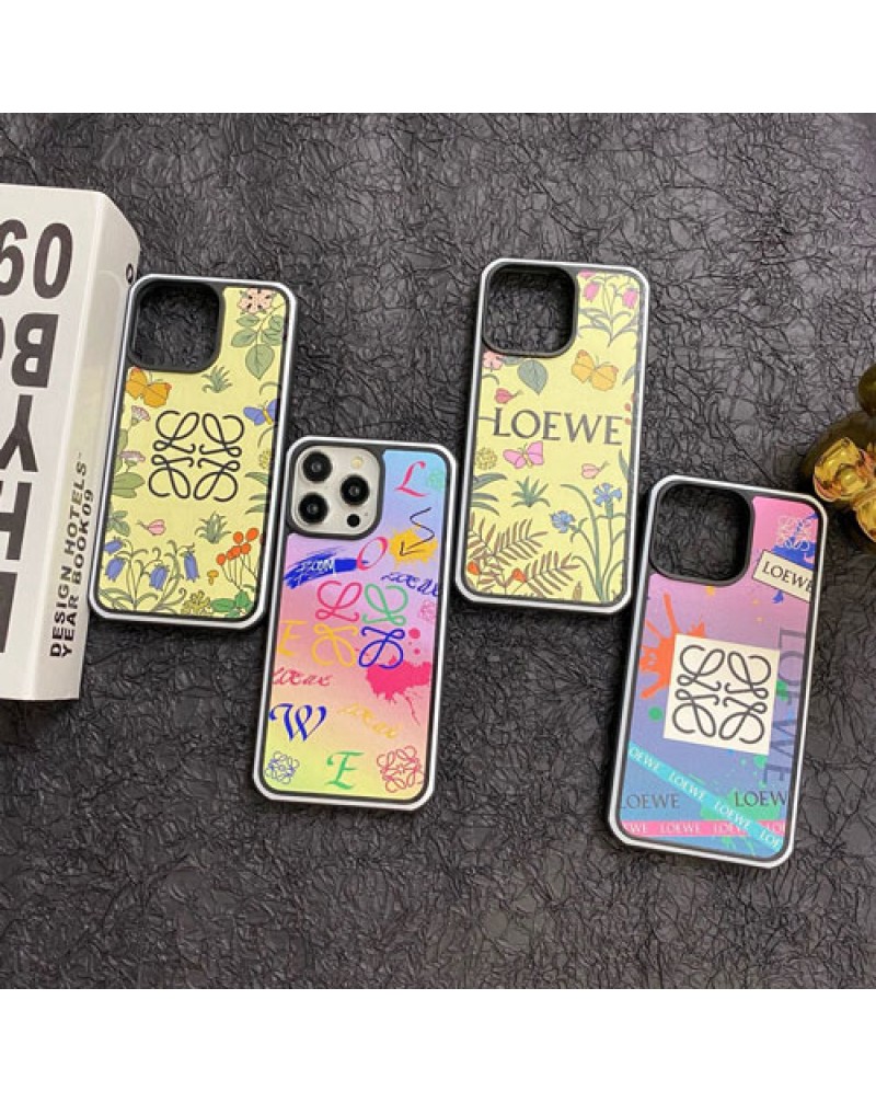 ロエベ iPhone16 plus/16 pro maxケースGalaxy s25/s24 ultraスマホケースギャラクシーS23/s22 ウルトラケース花柄オシャレ loewe iphone15 proケースアイホン14プロマックスケース高級感新作iphone13 proカバー耐摩擦