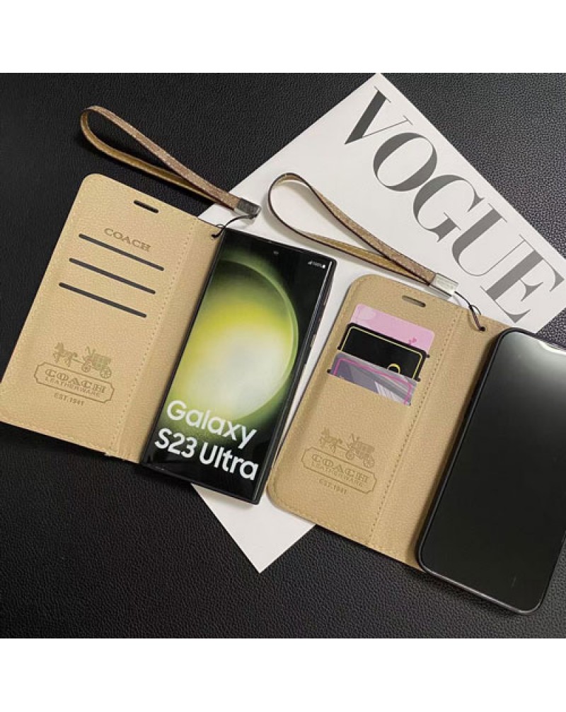コーチ iphone16 pro maxケースGalaxy s25/s24 ultra保護ケース手帳型 galaxy s23  ultraカバーストラップ付きcoach iphone15 proケースアイホン14プロマックスケース欧米風高級iphone13 pro/12 pro maxカバー革製