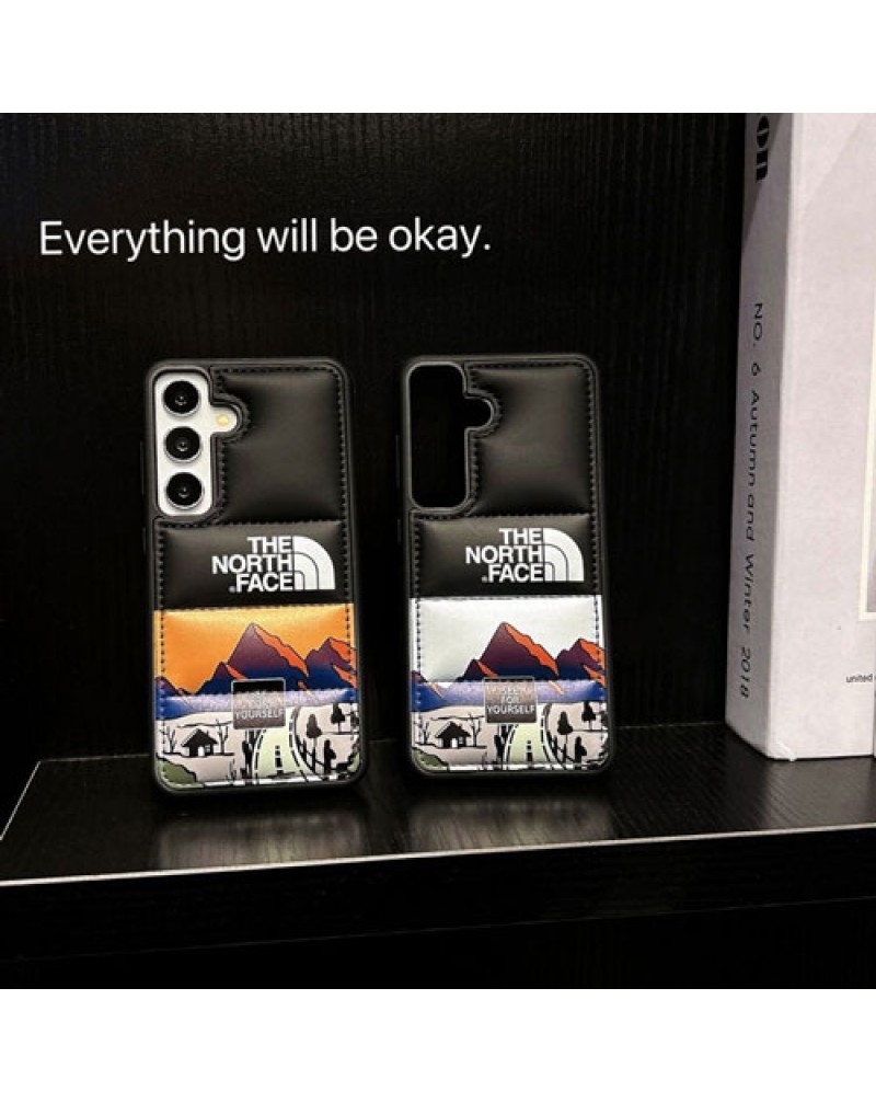 ザノースフェイス galaxy s25/s24 ultra保護ケース潮流ブランドgalaxy s25 ultra/s23 ultraケースthe north face galaxy s22 ultraカバー個性オシャレプリントダウンスタイル耐摩擦