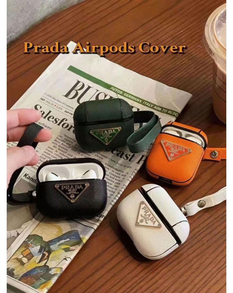 プラダ AirPods Pro2ケースブランドairpods 4世代ケースストラップ付きエアーポッズプロケースairpods proケースprada airpods 3/2世代ケース全面保護耐衝撃 耐摩擦