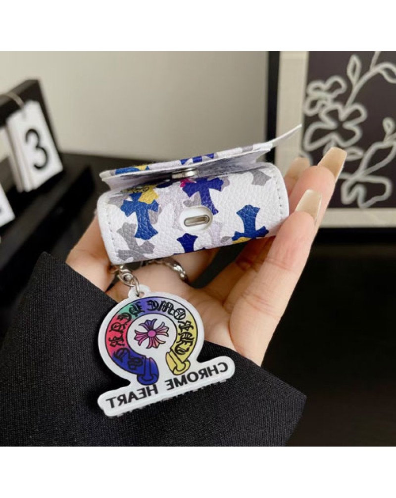 クロムハーツ AirPods 4世代ケース潮流ブランドAirPods 3世代ケースairpods pro2ケース個性新作エアーポッズプロケースchrome hearts airpods 2/1世代ケース全面保護キーホルダー付き