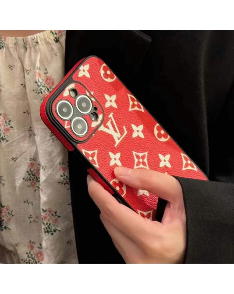 ルイヴィトン iPhone16 pro/15 pro maxケースブランドアイフォン16プロマックスケース綺麗レッド vuitton iphone14pro携帯電話ケース人気ルイビトン iphone13 pro/12 proケース耐摩擦全面保護お洒落モノグラム