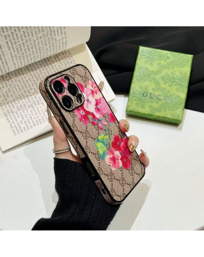 グッチ iphone16 pro max保護ケース花柄アイフォン16プロマックスケースブランド iphone15 proケースGG iphone14 pro/13 pro/12 pro max携帯電話カバー全面保護オシャレファッション感