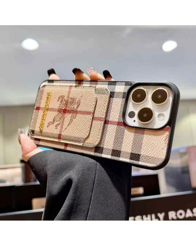 バーバリー iphone16 pro/16 pro max保護ケースカード収納burberry  galaxy s25 s24 ultraスマホケースアイフォン15プロマックスケースイギリス風iphone14 pro max保護ケース経典チェックオシャレ