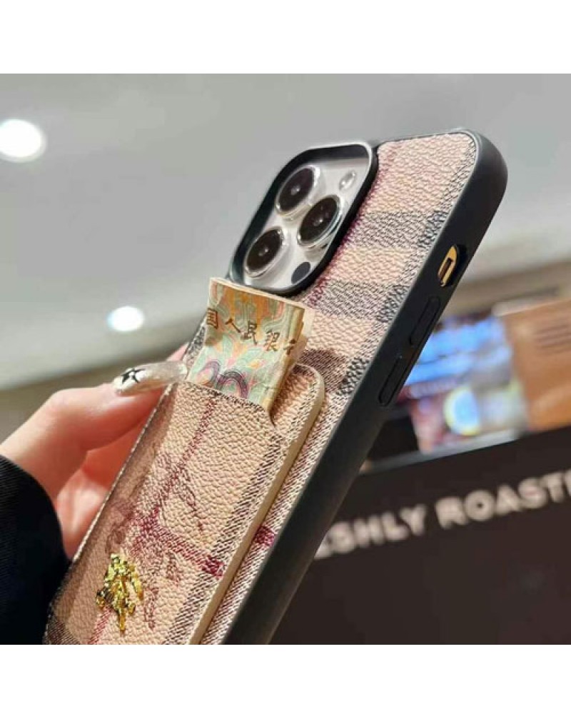 バーバリー iphone16 pro/16 pro max保護ケースカード収納burberry  galaxy s25 s24 ultraスマホケースアイフォン15プロマックスケースイギリス風iphone14 pro max保護ケース経典チェックオシャレ