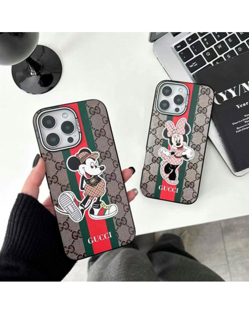 グッチ iphone16/16 pro max/16 plusケースミッキーミニーコラボアイフォン15プロマックスケースブランド iphone14 pro maxケースかわいいiphone13 12 pro保護カバー男女兼用人気