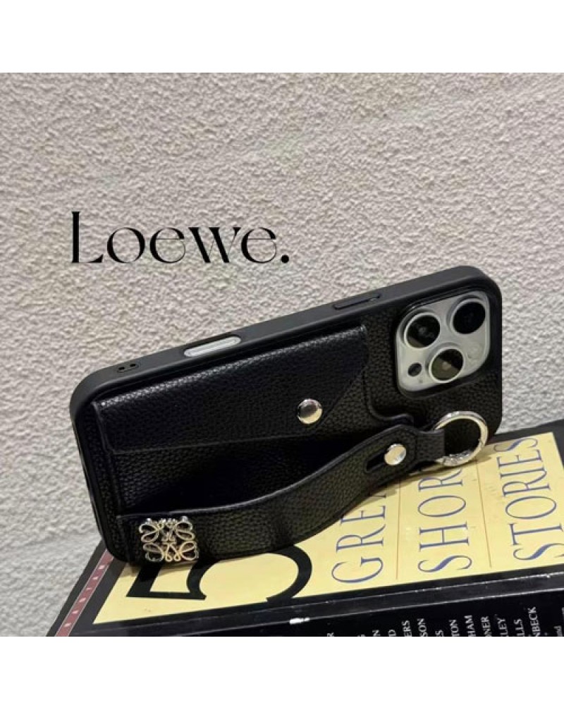 loewe iphone16 plus/16 pro maxケースハンドベルトカードポケット付きロエベ iphone15 pro max保護ケースアイフォン14プロケース耐摩擦オシャレiphone13 12 pro max携帯電話カバー高級感