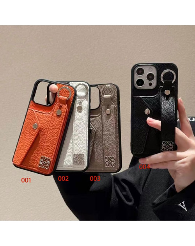 loewe iphone16 plus/16 pro maxケースハンドベルトカードポケット付きロエベ iphone15 pro max保護ケースアイフォン14プロケース耐摩擦オシャレiphone13 12 pro max携帯電話カバー高級感