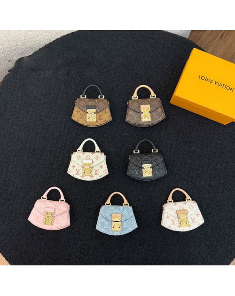 ルイヴィトン AirPods Pro2/4世代ケース可愛いバッグ型airpods pro/3世代/2世代ケースオシャレエアーポッズプロケースキーホルダー高品質革製バッグの飾り物小銭入れ鍵収納可能