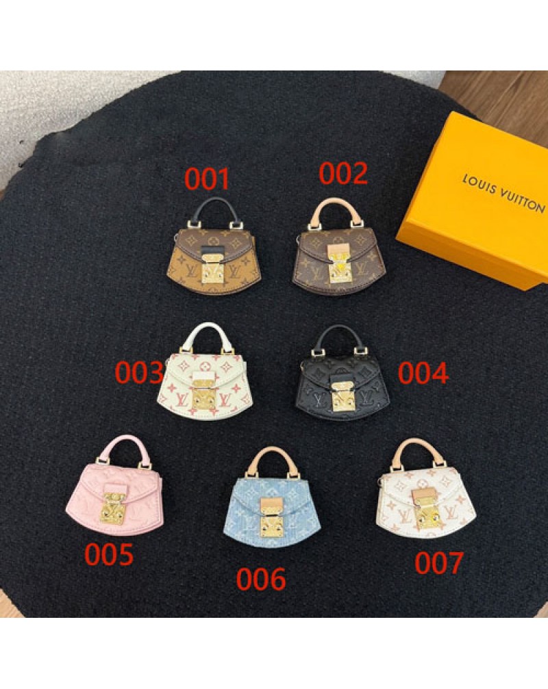 ルイヴィトン AirPods Pro2/4世代ケース可愛いバッグ型airpods pro/3世代/2世代ケースオシャレエアーポッズプロケースキーホルダー高品質革製バッグの飾り物小銭入れ鍵収納可能