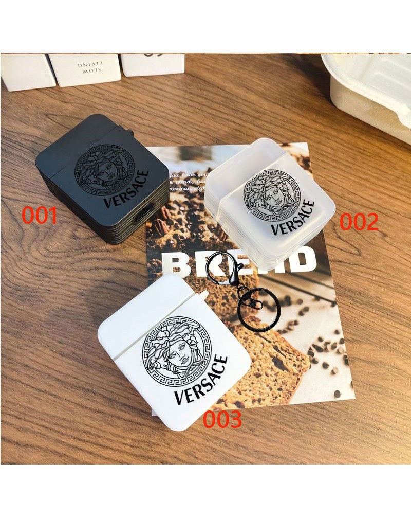 ヴェルサーチ AirPods pro2ケースブランドairpods proケースかわいいversace airpods 4世代ケースシリコーン製airpods 3世代/2世代保護ケースキーホルダー付き持ち運び便利