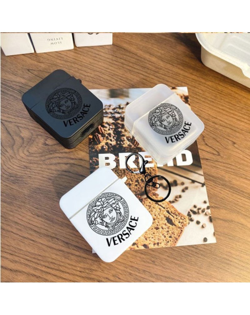 ヴェルサーチ AirPods pro2ケースブランドairpods proケースかわいいversace airpods 4世代ケースシリコーン製airpods 3世代/2世代保護ケースキーホルダー付き持ち運び便利