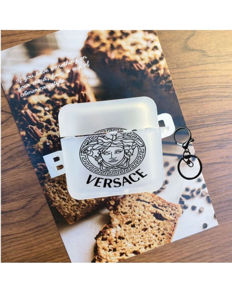 ヴェルサーチ AirPods pro2ケースブランドairpods proケースかわいいversace airpods 4世代ケースシリコーン製airpods 3世代/2世代保護ケースキーホルダー付き持ち運び便利