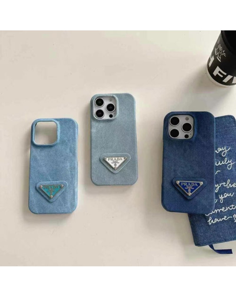 プラダ iphone16 pro max/16plus保護ケースデニム製アイフォン15プロケースprada iphone14 pro/13pro 12proカバー超人気オシャレ galaxy s25/s24 ultraケースブランドファッション感