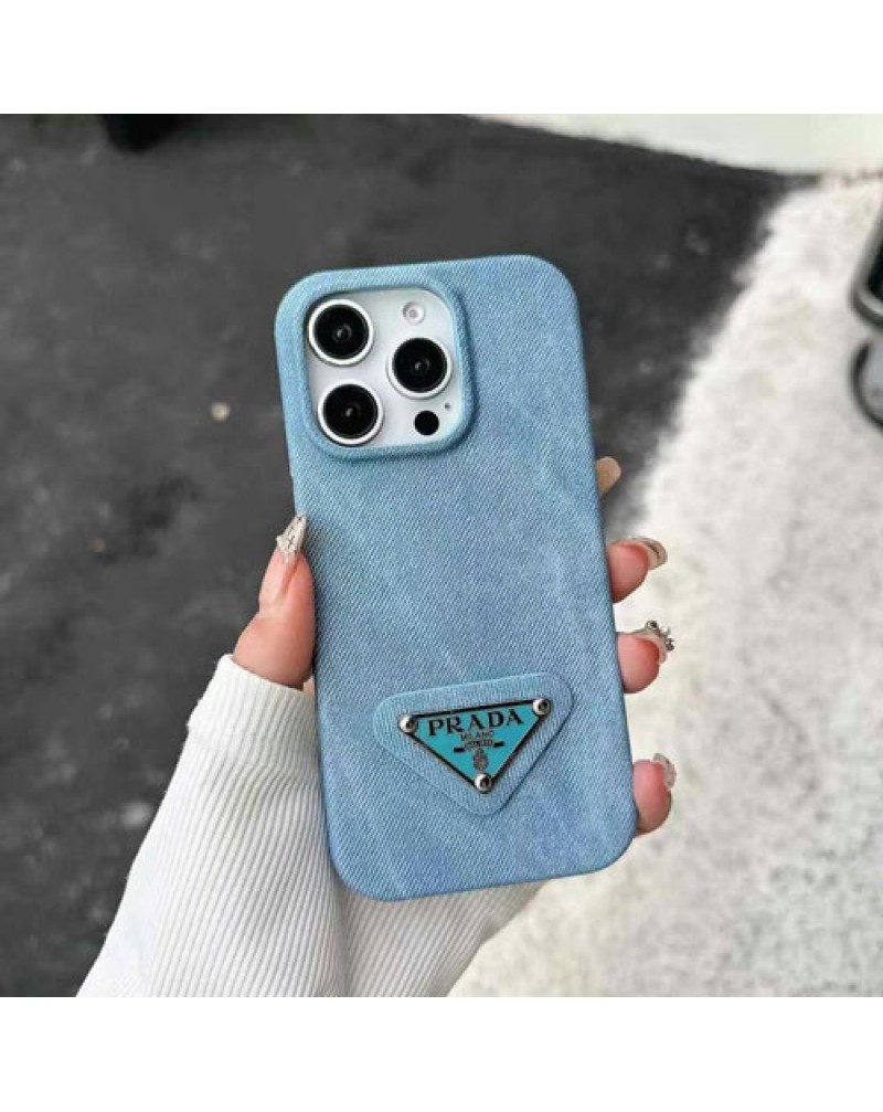 プラダ iphone16 pro max/16plus保護ケースデニム製アイフォン15プロケースprada iphone14 pro/13pro 12proカバー超人気オシャレ galaxy s25/s24 ultraケースブランドファッション感