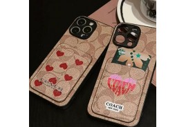 コーチ iPhone16e 16proケースカード収納 galaxy s25 s24 ultraケースルイヴィトンストラップ付きオシャレ