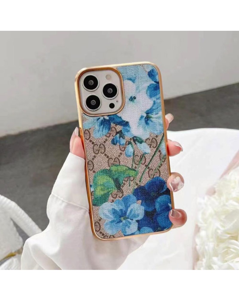 グッチ iphone16 pro max保護ケース花柄アイフォン16プロケースブランド iphone15 plus/15 proケースおしゃれメッキゴールド iphone14 pro/13 pro maxカバー耐摩擦耐久性よい