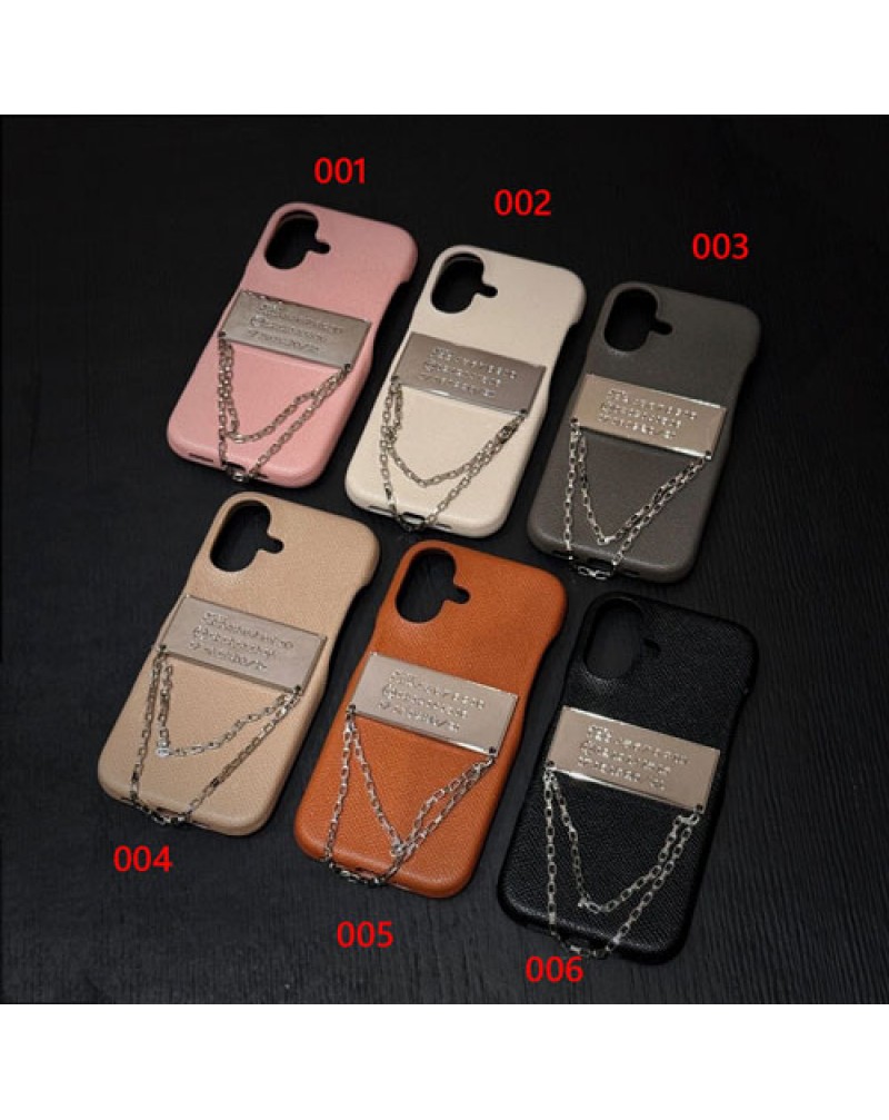 メゾンマルジェラ iPhone16 Pro max保護ケースチェーン付き潮流margiela iphone16/15  proケース男女兼用ブランドiPhone14 プロケースiphone13 12 pro max携帯電話カバー個性爆人気