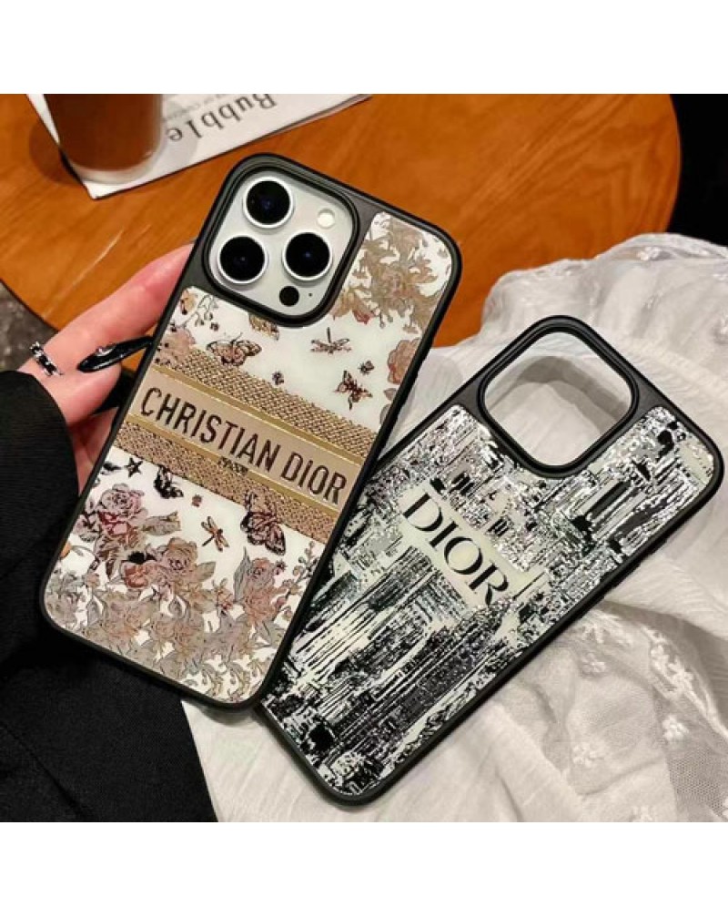 ディオールアイフォン16プロマックスケースブランド iphone16 pro保護ケースオシャレガラス表面iphone15 proカバー男女兼用人気個性DIOR iphone14 pro/13 proスマホケース耐摩擦耐久性よい