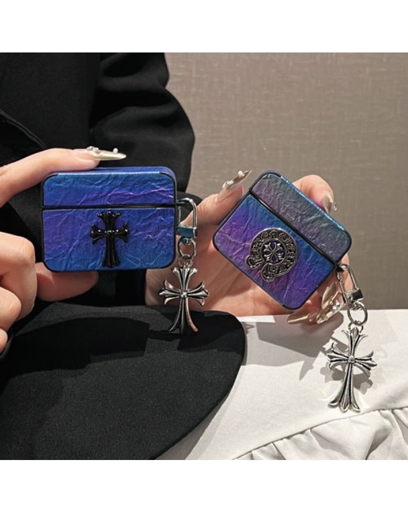 クロムハーツ airpods pro2保護ケースブランドエアーポッズプロケースairpods proケース潮流chrome hearts airpods 4/3世代ケース人気イヤホンケースフック付き持ち運び便利