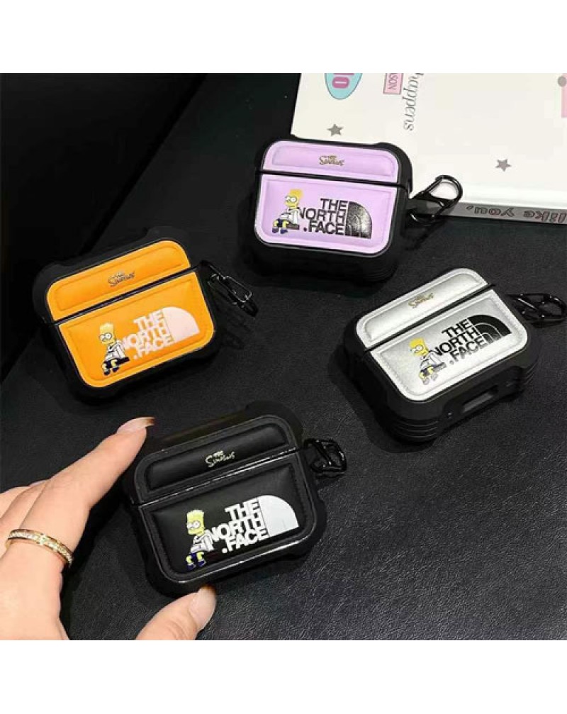 ザノースフェイス airpods pro2保護ケースシンプソンコラボエアーポッズプロケース潮流個性airpods 4/3世代ケース男女向けairpods pro保護カバー全面保護耐衝撃性