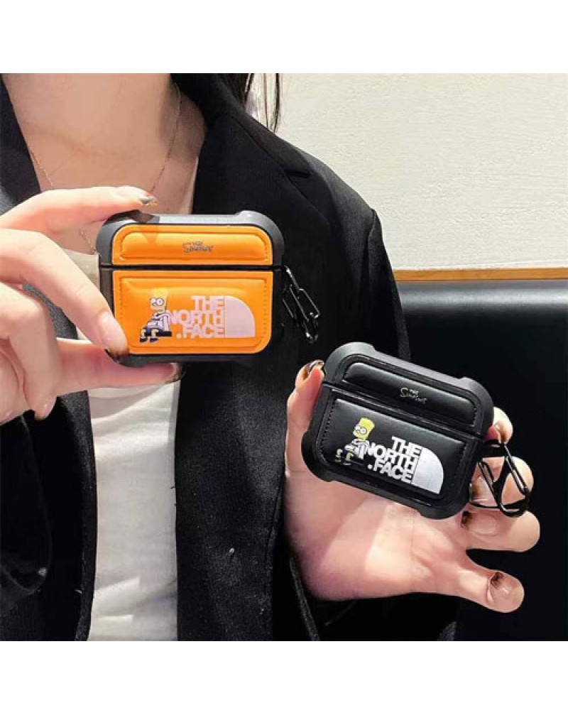 ザノースフェイス airpods pro2保護ケースシンプソンコラボエアーポッズプロケース潮流個性airpods 4/3世代ケース男女向けairpods pro保護カバー全面保護耐衝撃性