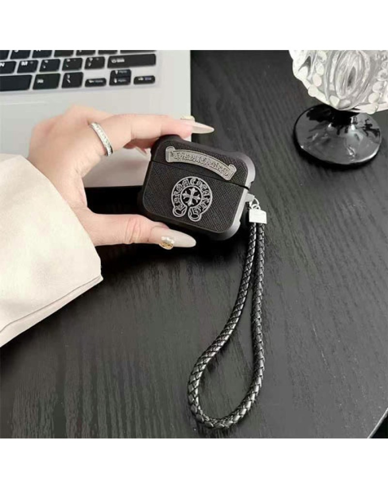 クロムハーツ airpods pro2ケース潮流個性エアーポッズプロケースchrome hearts airpods 4/3世代ケースフック付き持ち運び便利全面保護ワイヤレスBluetoothヘッドセットケース