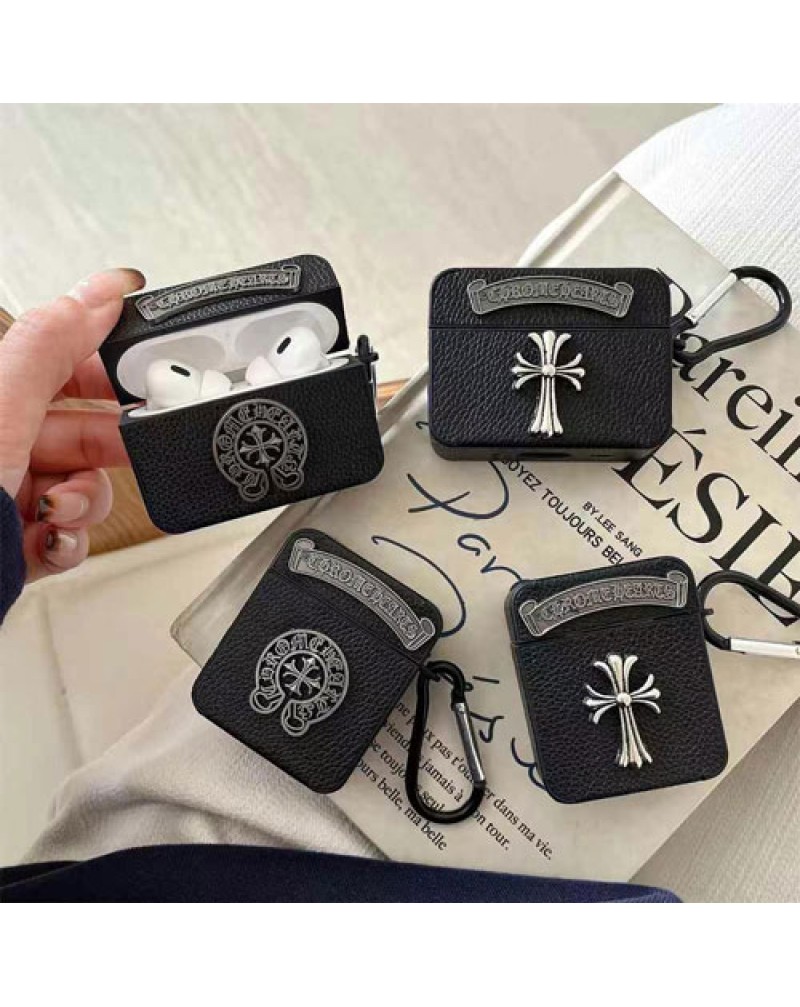 クロムハーツ airpods pro2ケース潮流エアーポッズプロケースchrome hearts airpods 4世代/3世代ケース個性オシャレ全面保護フック付き持ち運び便利耐摩擦