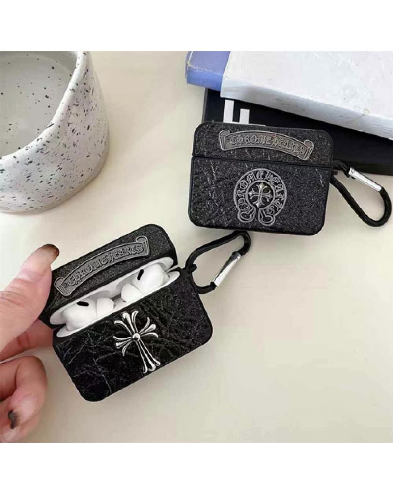 クロムハーツ airpods pro2ケース潮流エアーポッズプロケースchrome hearts airpods 4世代/3世代ケース個性オシャレ全面保護フック付き持ち運び便利耐摩擦