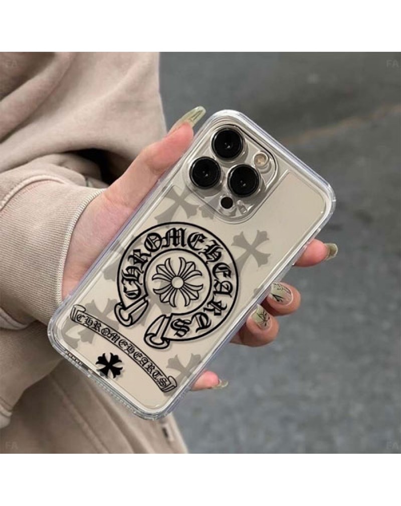 クロムハーツ iphone16e 16proケース潮流人気クリア iphone16plusケースアイフォン15プロケースChrome hearts iphone14/13/12 pro max保護ケース透明TPU製耐摩擦耐久性よい