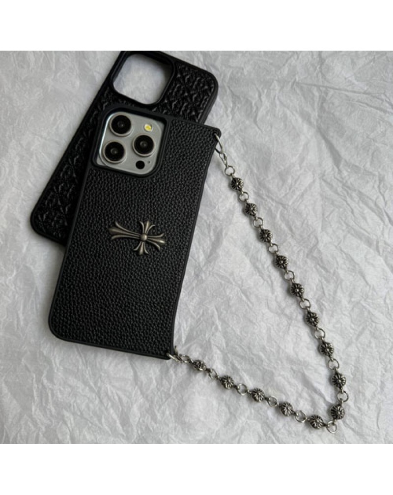 クロムハーツ iphone16 pro maxケースハンドーチェン付きchrome hearts iphone15 pro保護ケースアイフォン14プロマックスケース潮流個性iphone13pro携帯電話カバー