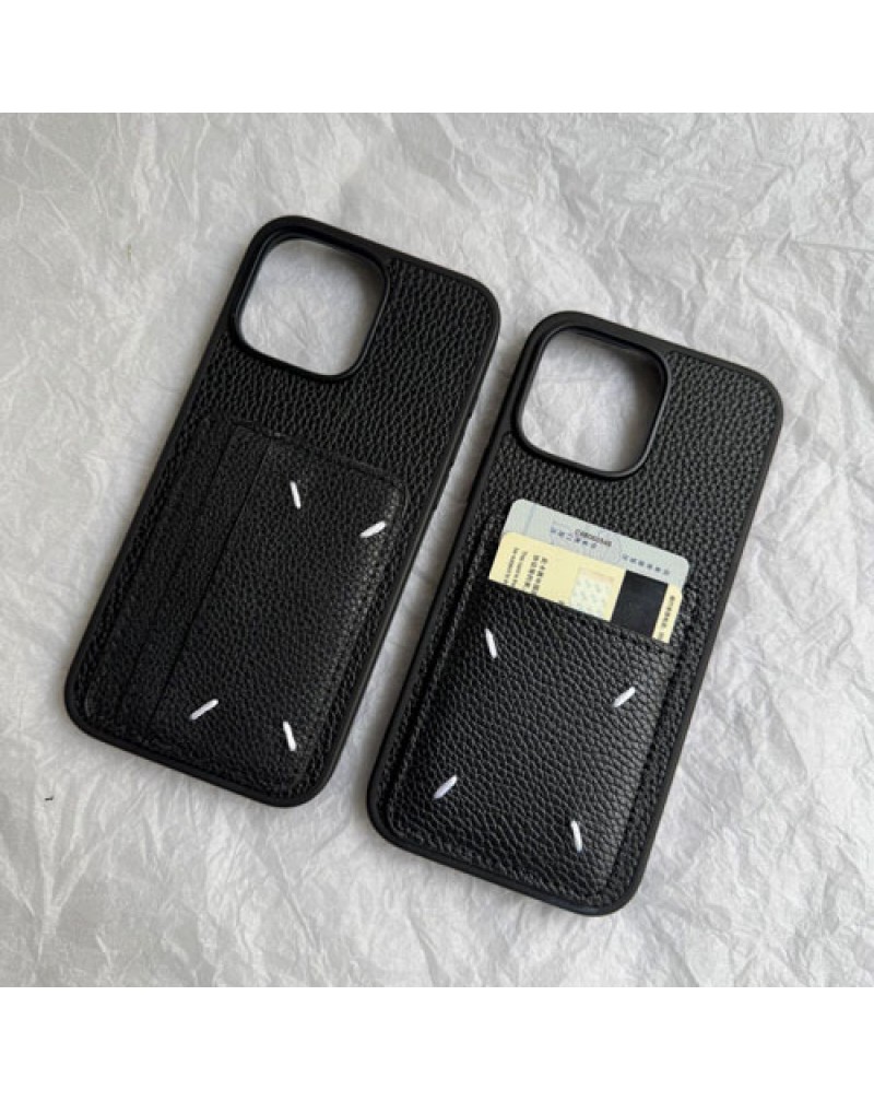 メゾン マルジェラ iphone16 pro maxケースカード入れ 潮流個性アイフォン15プロケースmaison margiela iphone14pro/13 pro maxケース耐摩擦耐久性レザー製