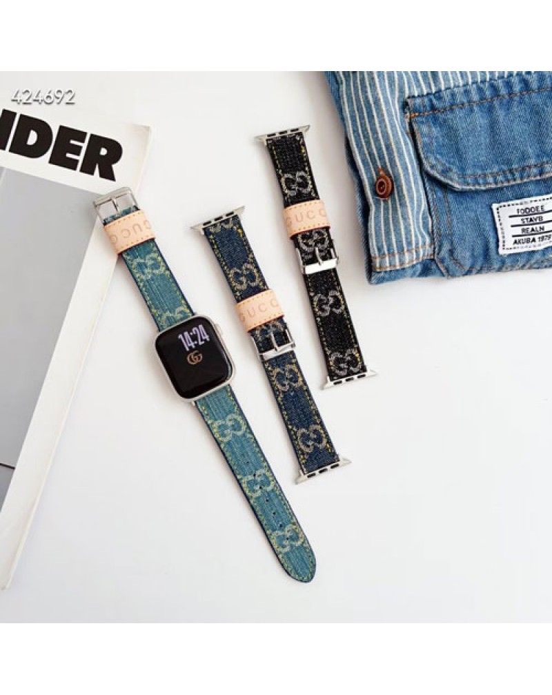 ルイヴィトン iwatch 10 9世代バンドデニムディオールアップルウォッチバンド オシャレapple watch 8 7 6 5 4 3世代バンドグッチ vuitton 腕時計バンド